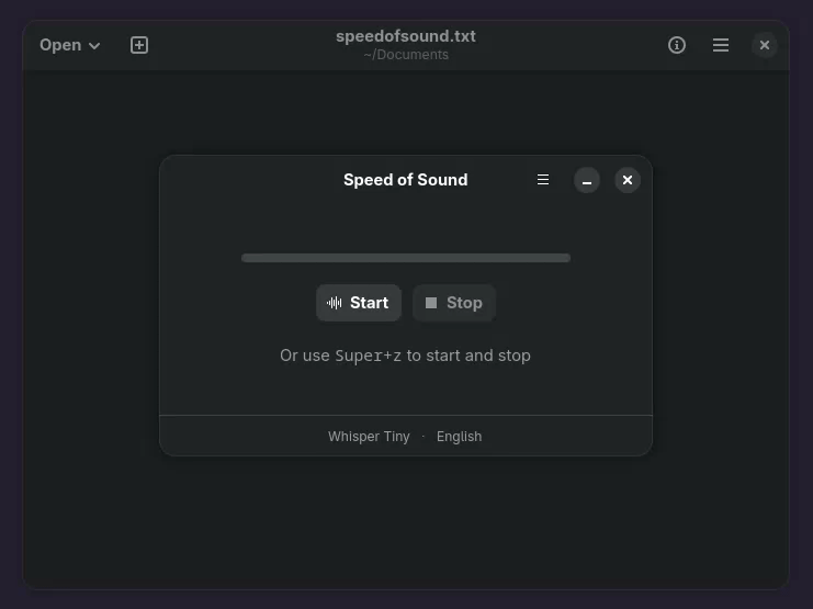 Speed of Sound typing into a text editor